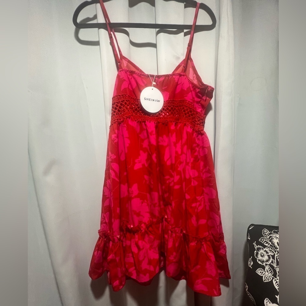 SHEIN Pink and Red Floral Dress NWT Large - Picture 5 of 5